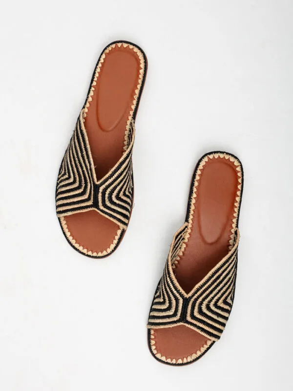 BIANCA RAFFIA SLIDE SANDAL