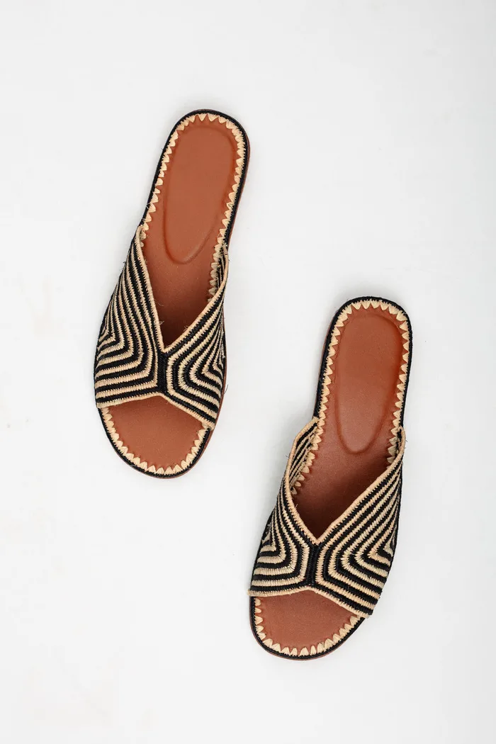 BIANCA RAFFIA SLIDE SANDAL