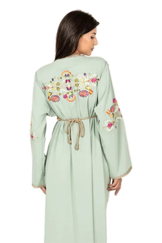 Red handmade Moroccan caftan dress with gold embroidery detail