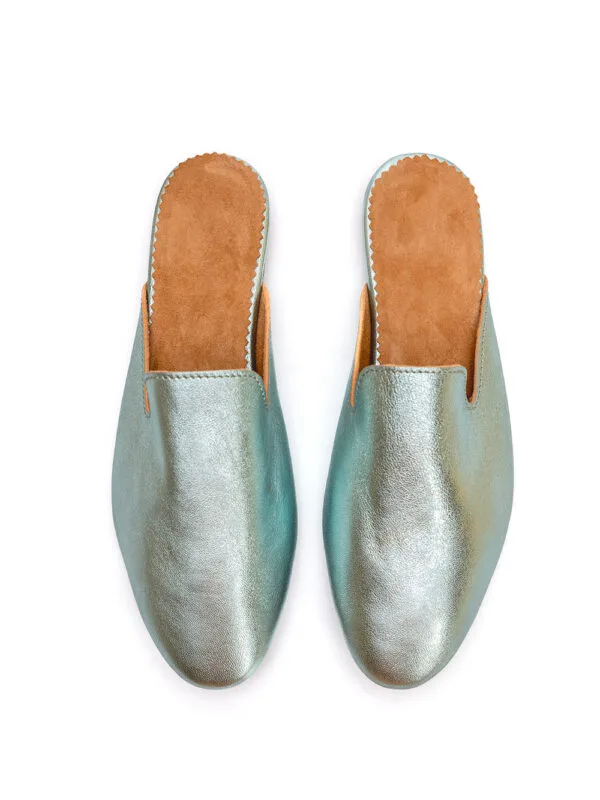 MuleME LEATHER SKY BLUE