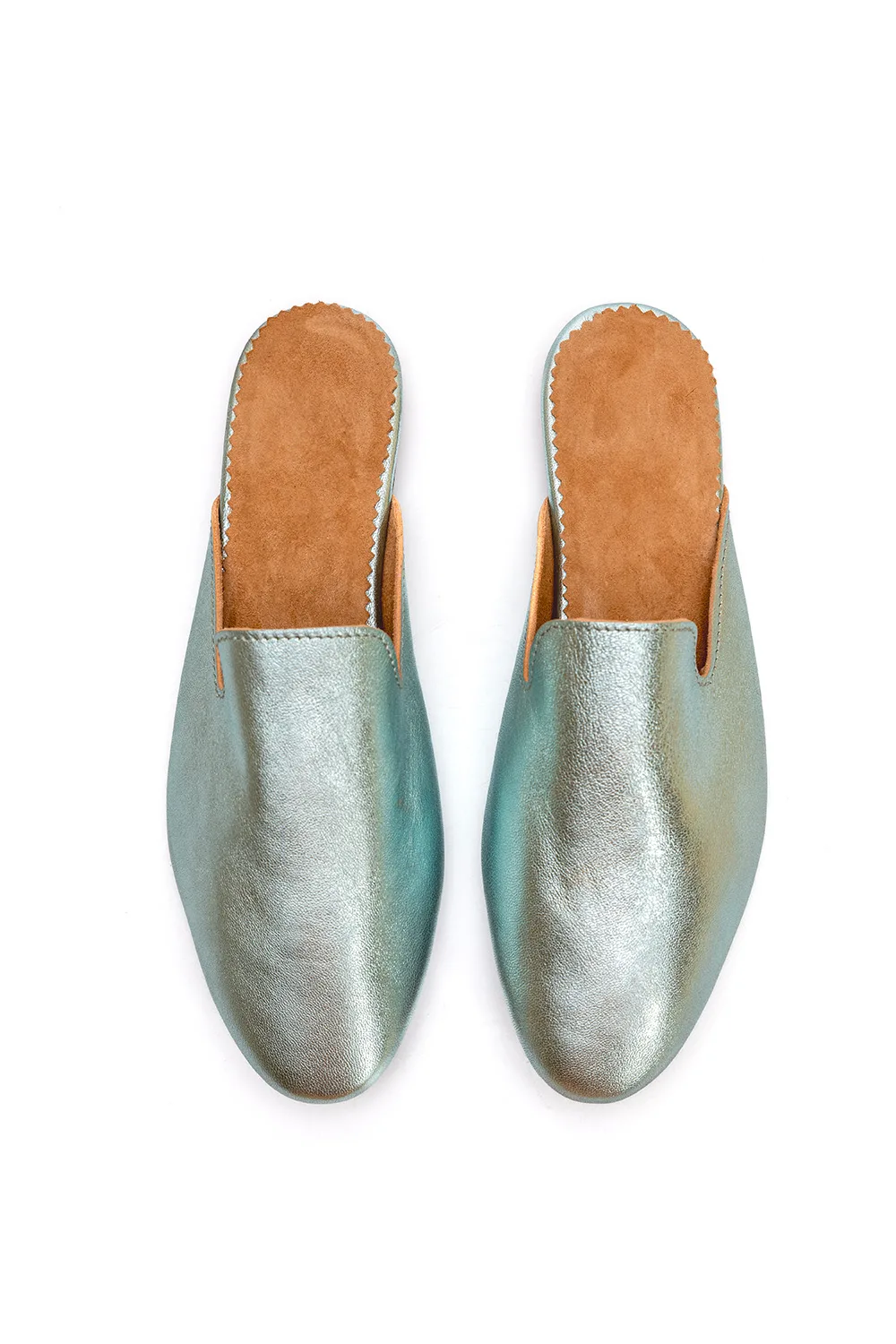 MuleME LEATHER SKY BLUE