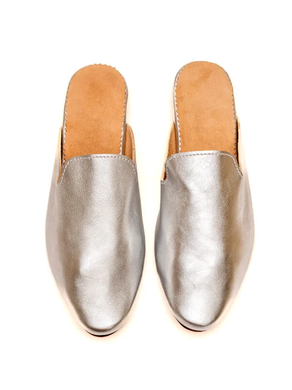 MuleME LEATHER SILVER